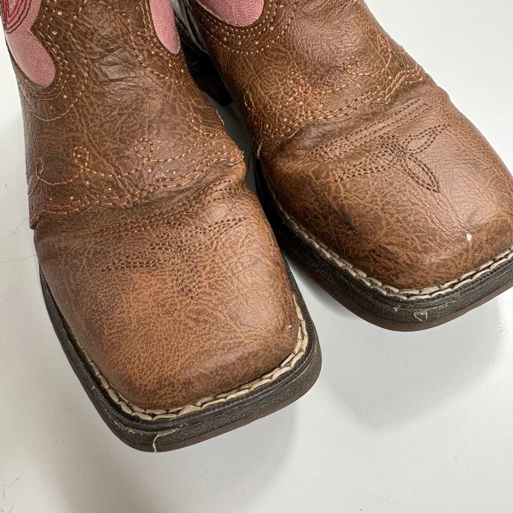 Durango Lil Rebel Little Kids Western Boot Tan Pink  Sz 13